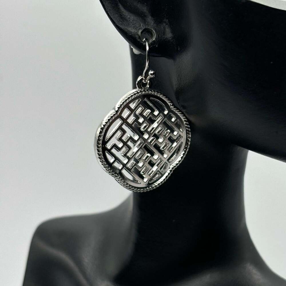 Geometric Silver Earrings